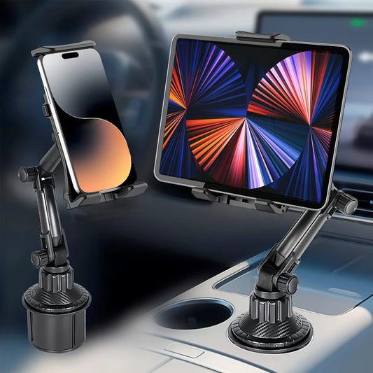 Suporte para tablet veicular com encaixe para copo, suporte ajustável em 360° para smartphone, barra de inclinação de 270°, base triangular, Ram Mount, ferramentas para SUV, compatível com iPad Pro, 11 e Air.