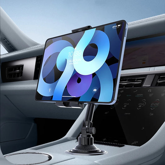 Suporte para tablet veicular com encaixe para copo, suporte ajustável em 360° para smartphone, barra de inclinação de 270°, base triangular, Ram Mount, ferramentas para SUV, compatível com iPad Pro, 11 e Air.